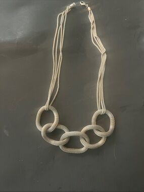 Statement Silver-Tone Interlinked Ring Necklace